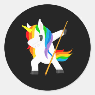 Adesivo Dabbing Unicorn tocando Billiard Dab Dance Engraça