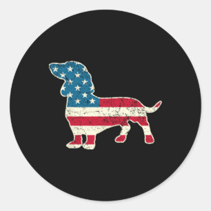 Adesivo Dachshund 4 de Julho Bandeira Americana Amantes de