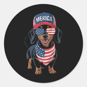 Adesivo Dachshund 4 de Julho Bandeira Americana Doxie Cão 