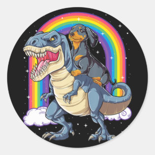 Adesivo Dachshund Andando Dinossauro T Rex Presentes Rapaz