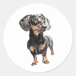 Adesivo Dachshund Aquarela, Arte de Cachorro Salsicha para