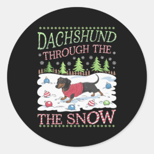Adesivo Dachshund Através da Neve