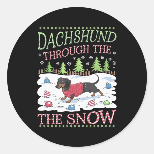 Adesivo Dachshund Através da Neve (Frente)