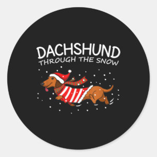 Adesivo Dachshund Através Do Natal Engraçado Da Neve