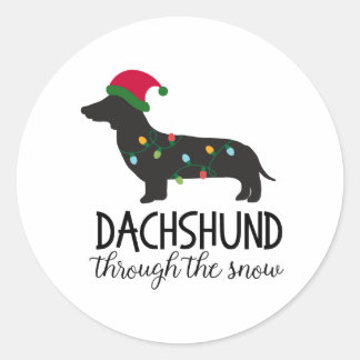 Adesivo Dachshund Através Do Vedante De Neve, Natal