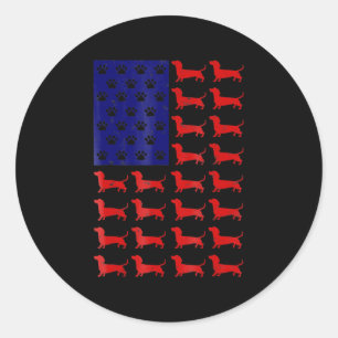 Adesivo Dachshund - Bandeira Americana Cuta 4 De Julho