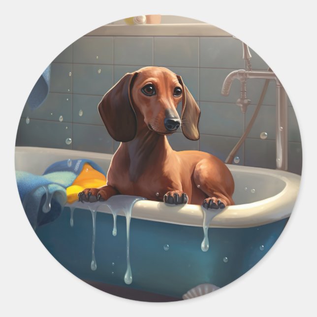 Adesivo Dachshund Bathtime (Frente)