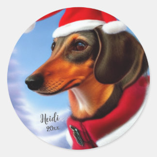 Adesivo Dachshund, Cachorro Papai noel, Personalizar, Nata