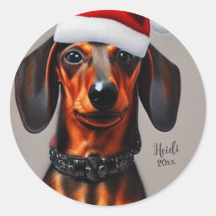 Adesivo Dachshund, Cachorro Papai noel, Personalizar, Nata