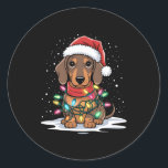 Adesivo Dachshund Christmas Lights Santa Hog Lover Hol<br><div class="desc">Feriado de Natal Dachshund Luzes de Papai Noel Feriado</div>