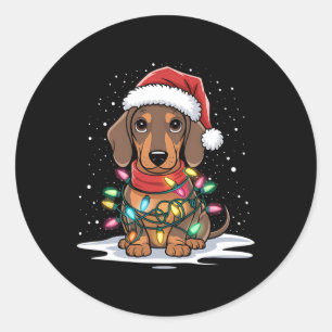 Adesivo Dachshund Christmas Lights Santa Hog Lover Hol