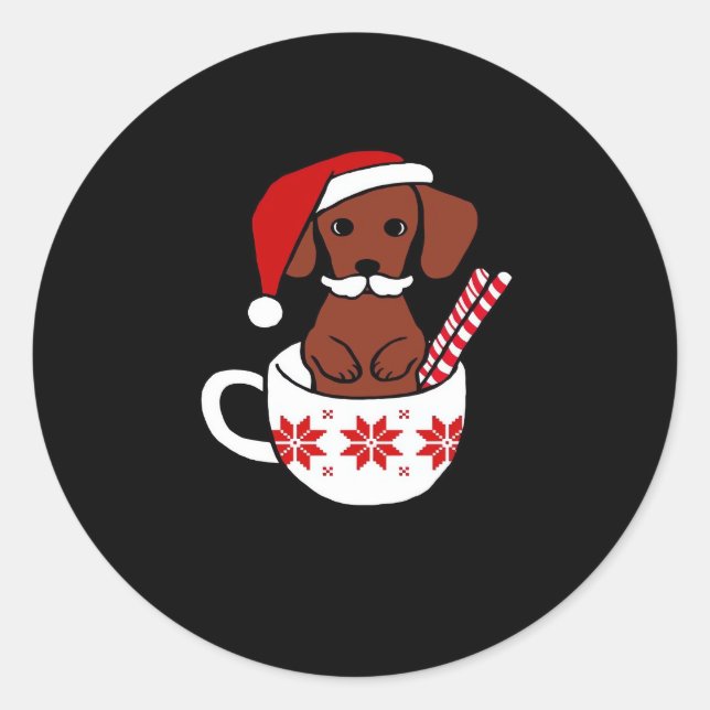 Adesivo Dachshund Christmas Mustache Coffee Mug Classic T- (Frente)