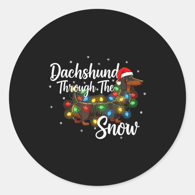 Adesivo Dachshund Christmas Pajamas Shirt Dachshund Throug (Frente)