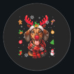 Adesivo Dachshund Cosplay Reindeer Proprietário de Figuras<br><div class="desc">Dachshund Cosplay Reindeer Família de Proprietários de Figuras de Natal</div>