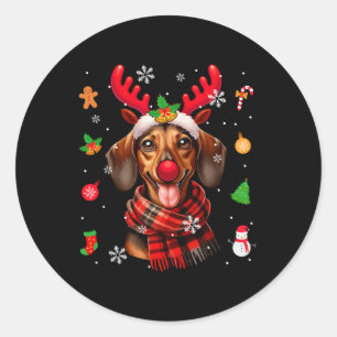 Adesivo Dachshund Cosplay Reindeer Proprietário de Figuras