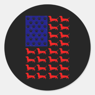 Adesivo Dachshund Cute American Flag 4 de julho