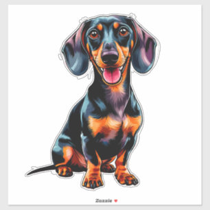 Adesivo Dachshund de desenho animado colorido