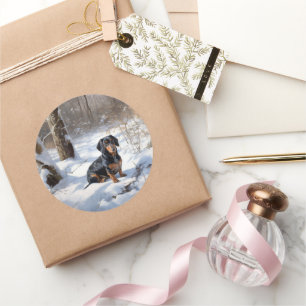 Adesivo Dachshund Deixe-o nevar no Natal