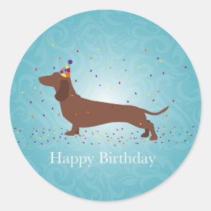 Adesivo Dachshund - Design de aniversário feliz