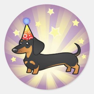 Adesivo Dachshund do aniversário (alise o casaco)