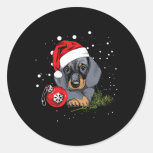 Adesivo Dachshund Dog Árvore de Natal Papais noeis Luzes X