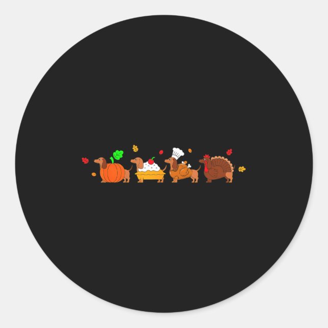 Adesivo Dachshund Dog Pumpkin E Turkey Thanksgiving  (Frente)