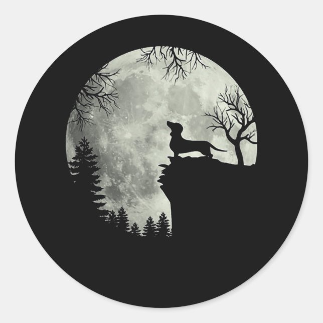 Adesivo Dachshund E Lua Halloween (Frente)