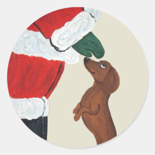 Adesivo Dachshund e papai noel