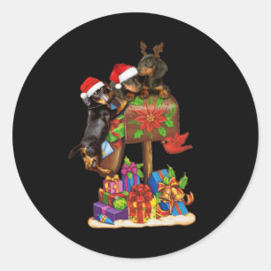 Adesivo Dachshund em caixa - Decorações de Natal ao ar liv