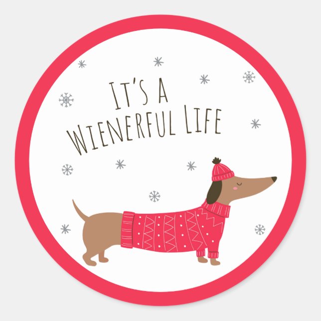 Adesivo Dachshund engraçado de Natal (Frente)