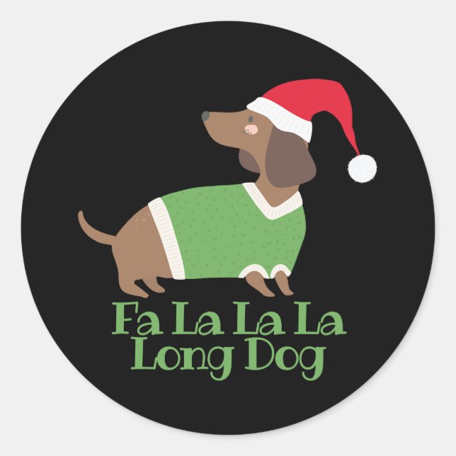 Adesivo Dachshund engraçado de Natal (Frente)
