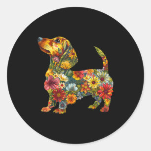 Adesivo Dachshund Floral Cachorro Fofo Amante de Animais D