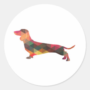 Adesivo Dachshund Geométrico Pattern Silhouette