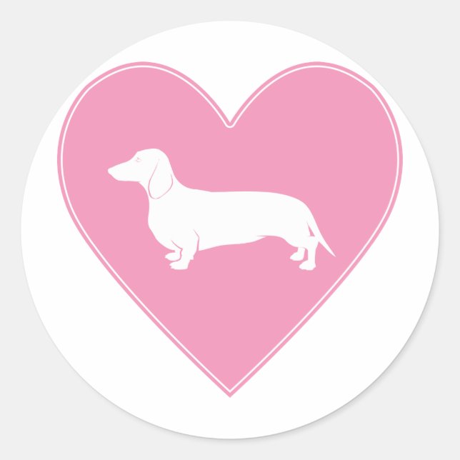 Adesivo Dachshund Heart Classic Pink (Frente)
