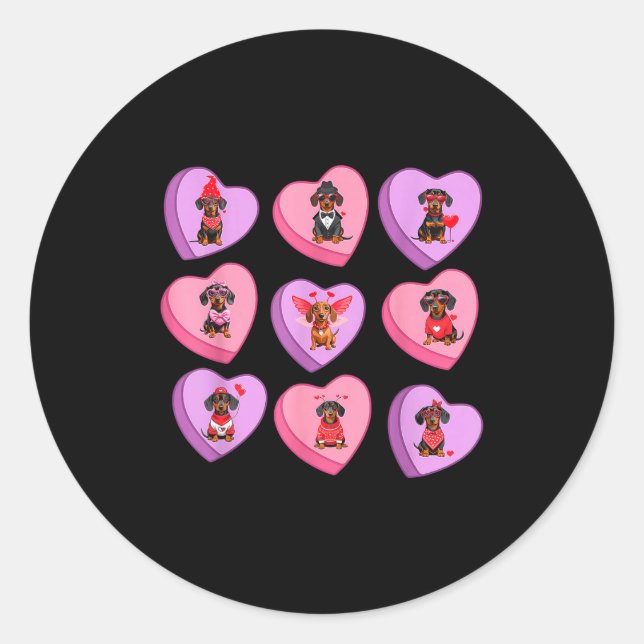 Adesivo Dachshund Hearts Candy Valentines Weiner Dog Pet L (Frente)