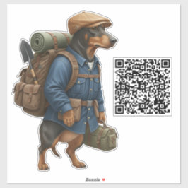 Adesivo Dachshund Hiker + Código QR