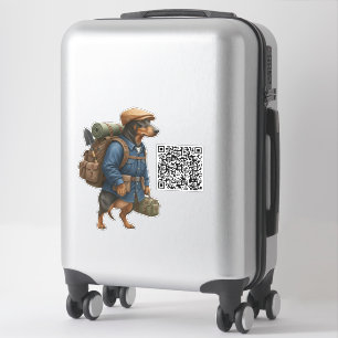 Adesivo Dachshund Hiker + Código QR