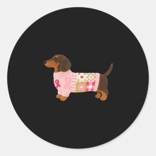 Adesivo Dachshund laço rosa conscientização câncer de mama