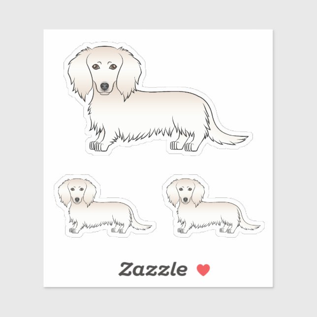 Adesivo Dachshund Longo Cabelo Creme Desenhos de Cachorro  (Folha)