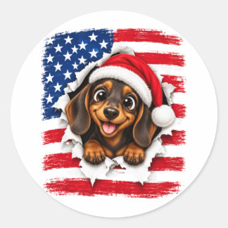 Adesivo Dachshund Natal Americano