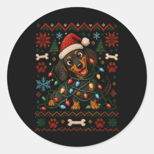 Adesivo Dachshund Natal Feio Malhado Cachorro Mãe Chapéu d