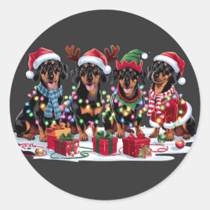 Adesivo Dachshund Papai Noel chifre as luzes de Natal