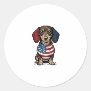 Adesivo Dachshund Patriótico Desenho Vetorial de Gravura V