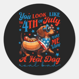 Adesivo Dachshund Patriótico Quatro De Julho 4º Bandeira F