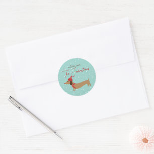 Adesivo Dachshund Personalizado Selo de Envelope de Natal