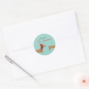 Adesivo Dachshund Personalizado Selo de Envelope de Natal