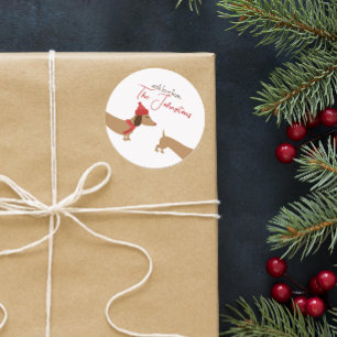 Adesivo Dachshund Personalizado Selo de Envelope de Natal