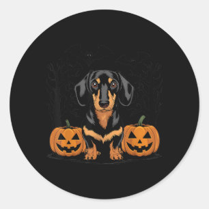 Adesivo Dachshund Preto e Castanho de Halloween Com