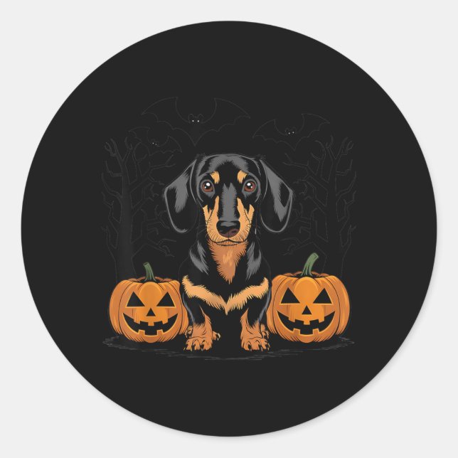 Adesivo Dachshund Preto e Castanho de Halloween Com (Frente)