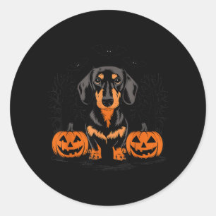 Adesivo Dachshund Preto e Castanho de Halloween Com